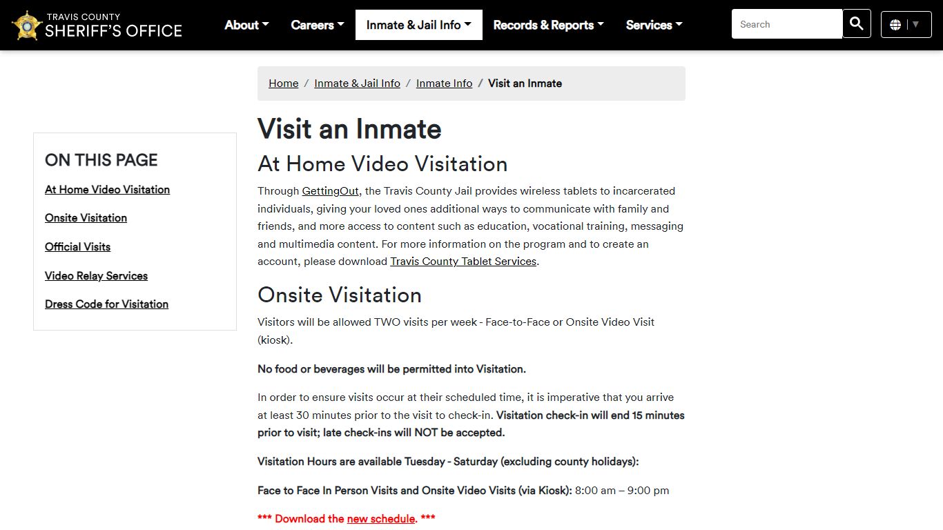 Visit an Inmate - Sheriff's Office